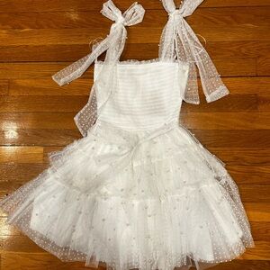 White beaded tulle dress